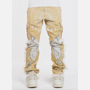 Guapi Tapestry Pant Cargo Stars Cosmos Astrology Tassle Festival Sand NWT 28